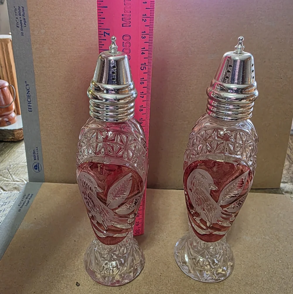 Vtg Hofbauer Byrdes Crystal Salt Pepper Set #210
